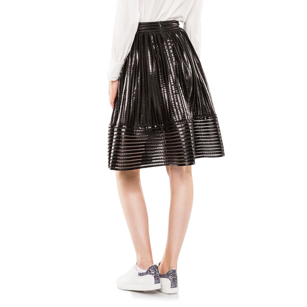 Maje James Mesh-stripe Flared Skirt - Picture 2 of 8